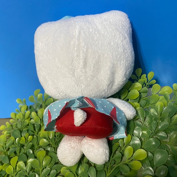 HELLO KITTY VTG 2014 BEANIE PLUSH WEARIG BLUE & RED DRESS w/WHITE POLK-A-DOTS 7” - Picture 9 of 12